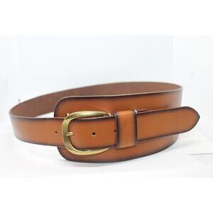 Frye Burnished Brown Leather Shaped Waist Belt sz L NWOT